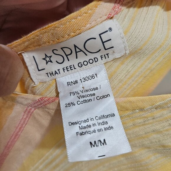 L*Space Clara Plunging Yellow Stripe Sleeveless Double M Slit Maxi Dress‎ Medium - Picture 11 of 11